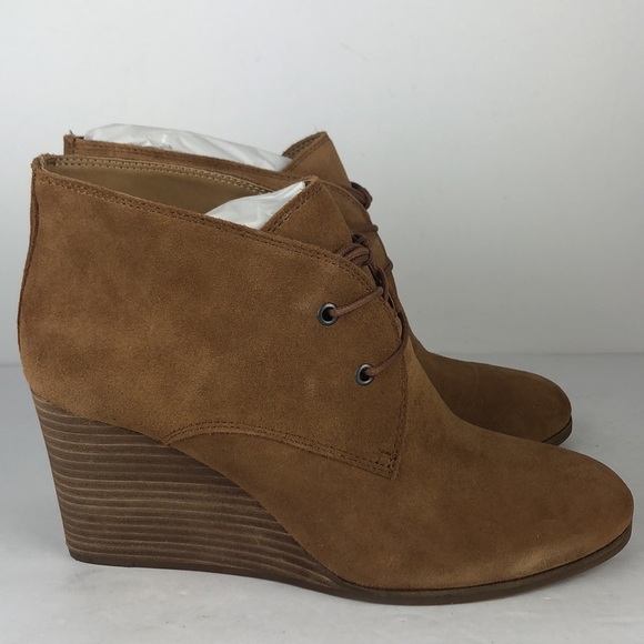 NEW Lucky Brand Shiijo Brown Lace Up Chic Ankle Boots Wedges 11 - Picture 4 of 11